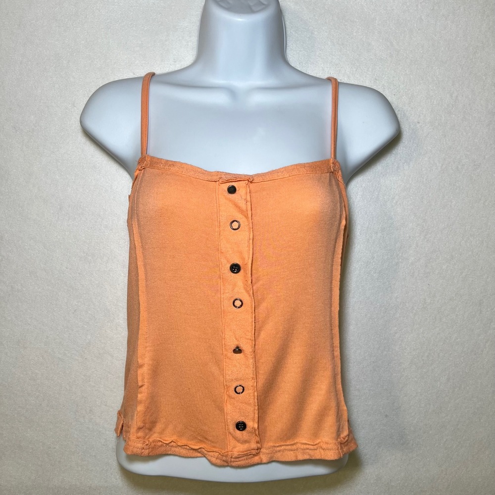 POL Babydoll Coastal Boho‎ Festival Layering Sunkissed Orange Cami Women Top L
